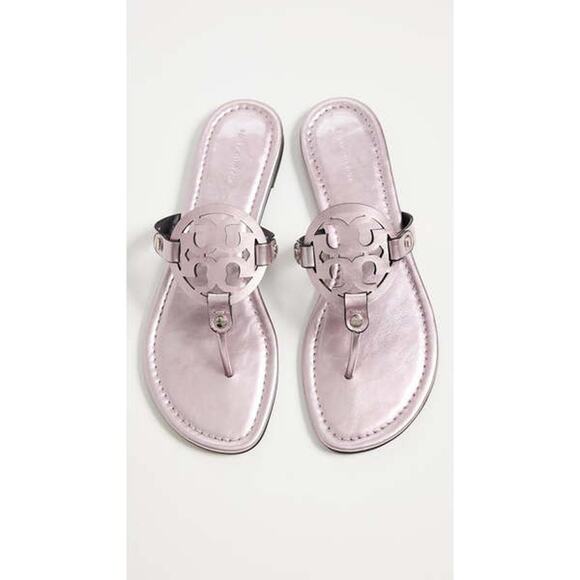 Tory Burch Miller Mirrored Metallic Flats Petunia Size 10 - Picture 2 of 9